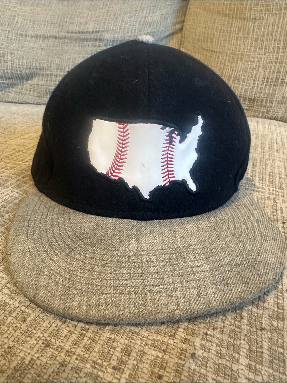 Baseballism USA Baseball Patch Wool Cap in Black and Gray